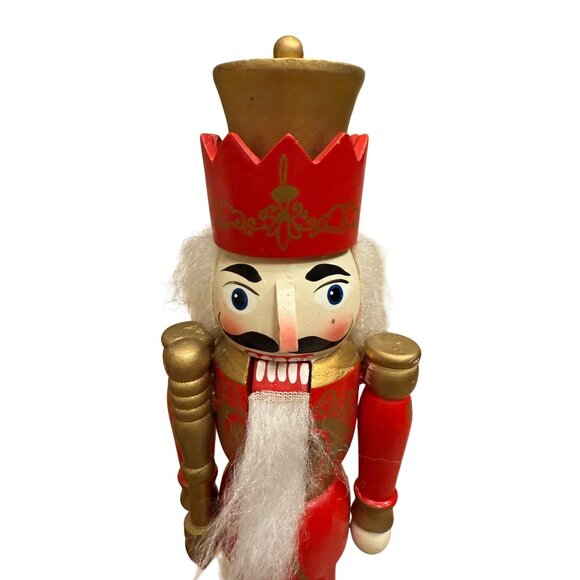 Set Of 2 Hand-Painted Wooden Nutcracker King & Soldier Figurines - Picture 3 of 5